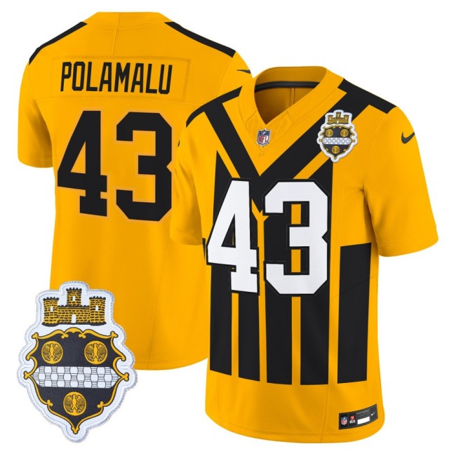Men's Pittsburgh Steelers #43 Troy Polamalu Nike Alternate 1933 Throwback FUSE Limited Jersey - Gold