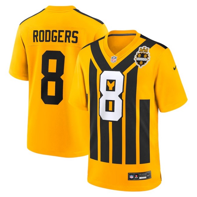 Men's Pittsburgh Steelers #8 Aaron Rodgers  Nike Alternate 1933 Throwback Game Jersey - Gold