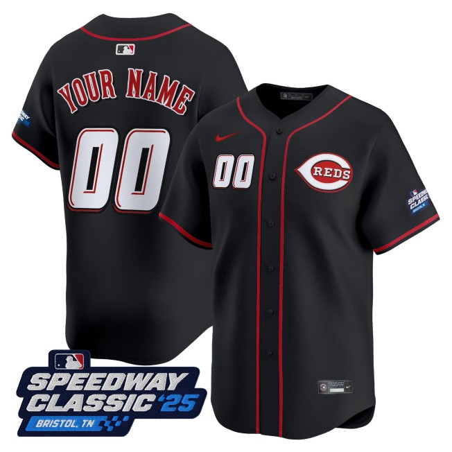 Cincinnati Reds Custom Nike 2025 MLB 'Speedway Classic' Alternate Limited Jersey - Black