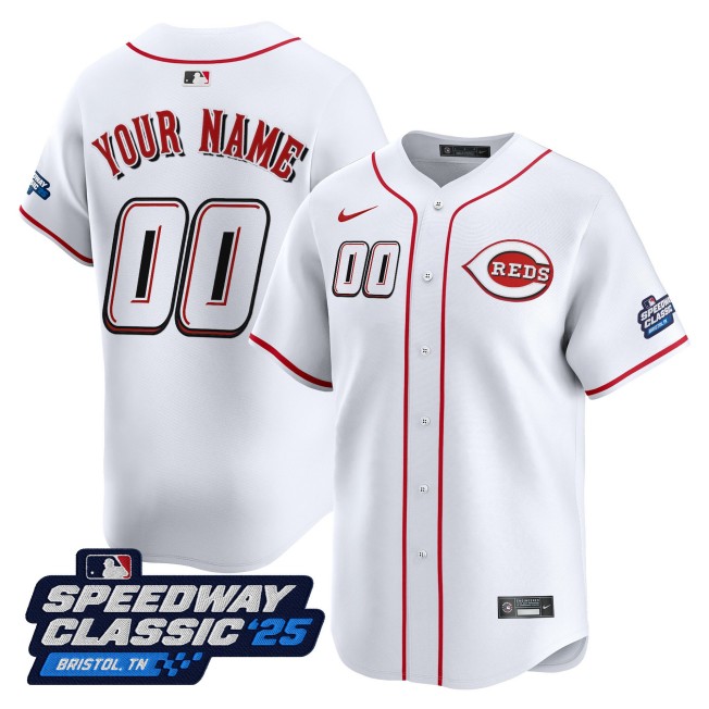Cincinnati Reds Custom Nike 2025 MLB 'Speedway Classic' Home Limited Jersey - White
