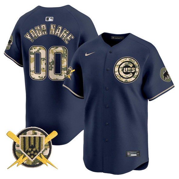 Chicago Cubs Custom Nike Navy Armed Forces Day Vapor Limited Stitched MLB Baseball Jersey