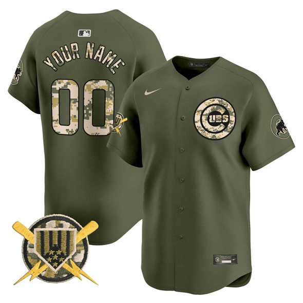 Chicago Cubs Custom Nike Green Armed Forces Day Vapor Limited Stitche MLB Baseball Jersey