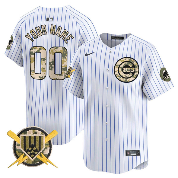 Chicago Cubs Custom Nike White Armed Forces Day Vapor Limited Stitche MLB Baseball Jersey