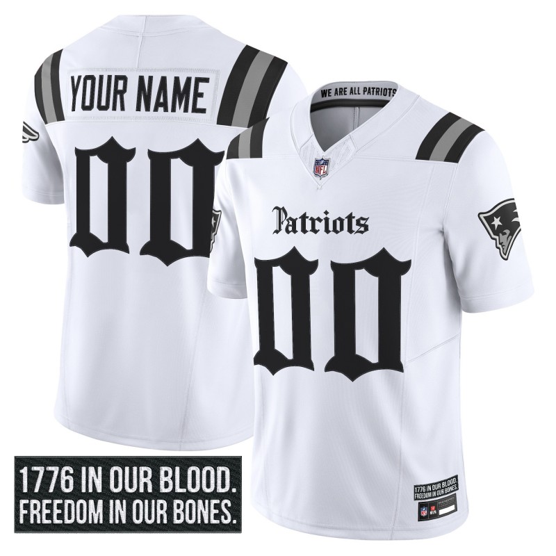 New England Patriots Custom 'Gothic Revolution Edition' Vapor Limited Stitched NFL Jersey - White
