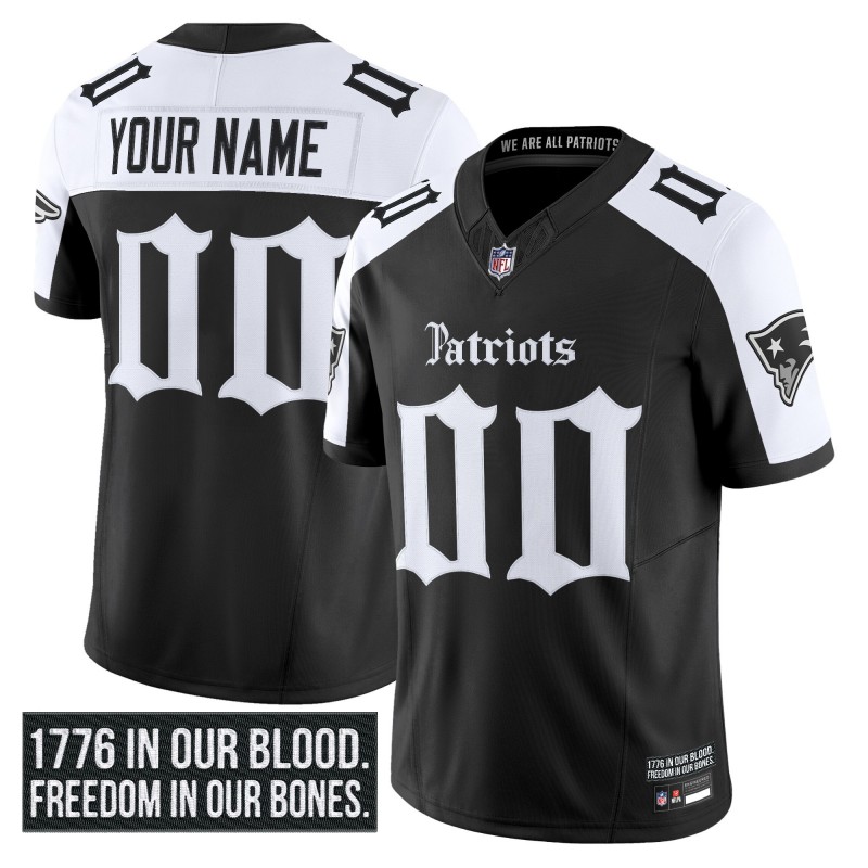 New England Patriots Custom 'Gothic Revolution Edition' Vapor Limited Stitched NFL Jersey - Black White