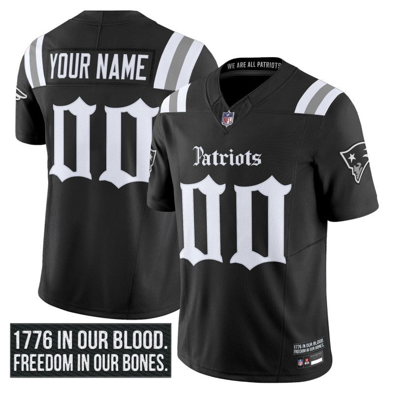 New England Patriots Custom 'Gothic Revolution Edition' Vapor Limited Stitched NFL Jersey - Black