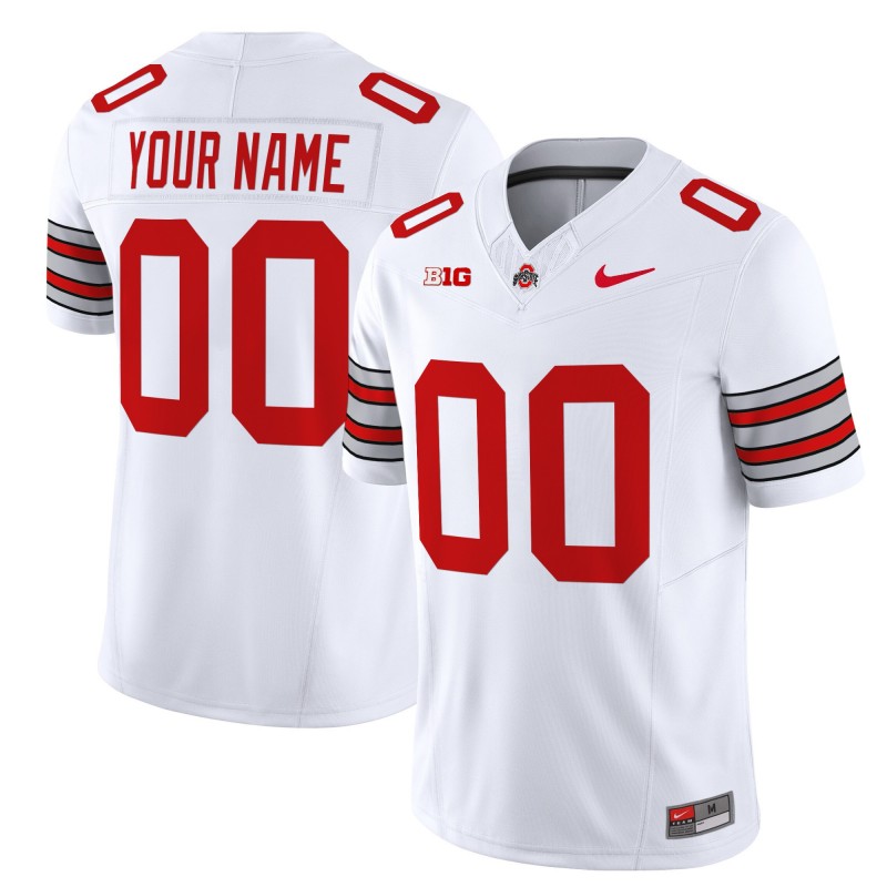 Nike Ohio State Buckeyes Custom 'Heritage Stripe' 2025-26 Vapor Limited Stitched Football Jersey - White