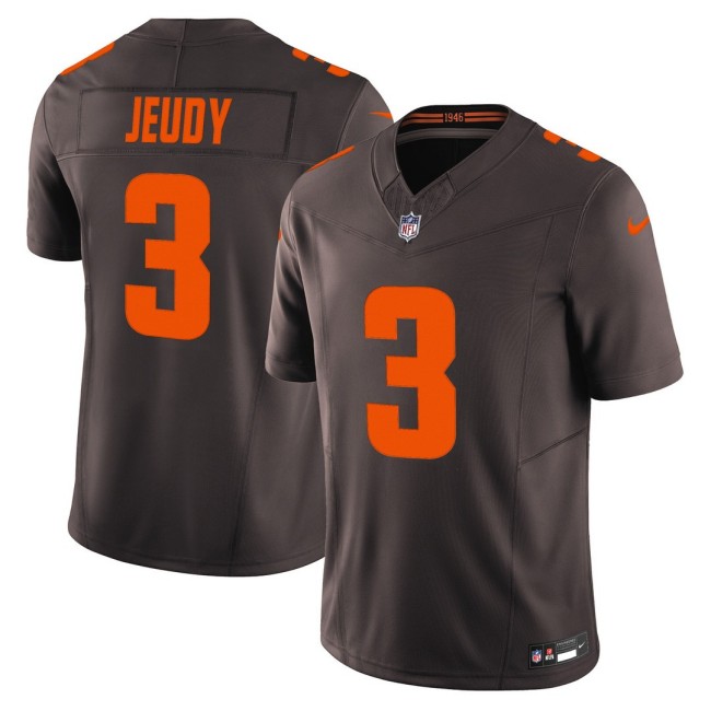 Men's Cleveland Browns #3 Jerry Jeudy Brown 'Alpha Dawg Edition' Nike Vapor Limited NFL Jersey