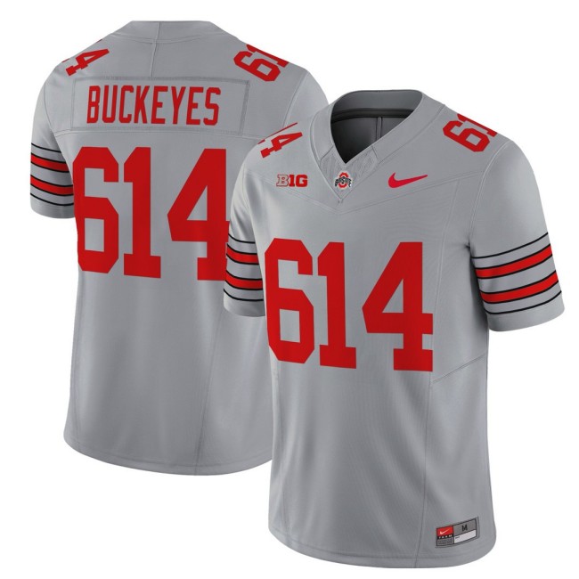 Men's Ohio State Buckeyes 614 'Heritage Stripe' Nike 2025-26 Vapor Limited Football Jersey - Grey