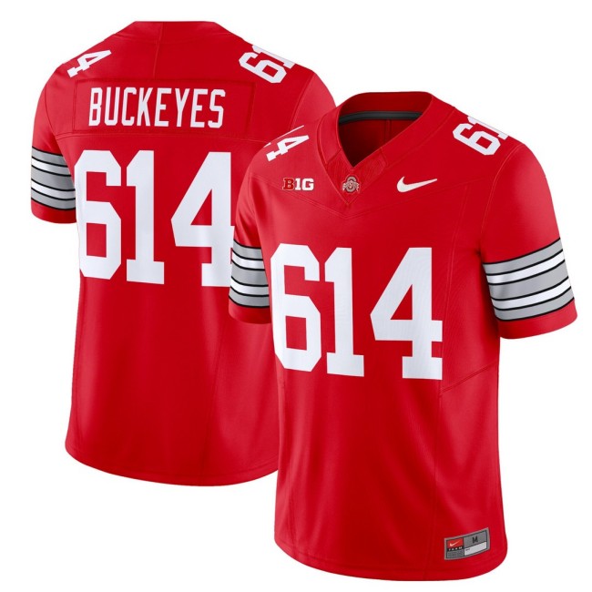 Men's Ohio State Buckeyes 614 'Heritage Stripe' Nike 2025-26 Vapor Limited Football Jersey - Scarlet
