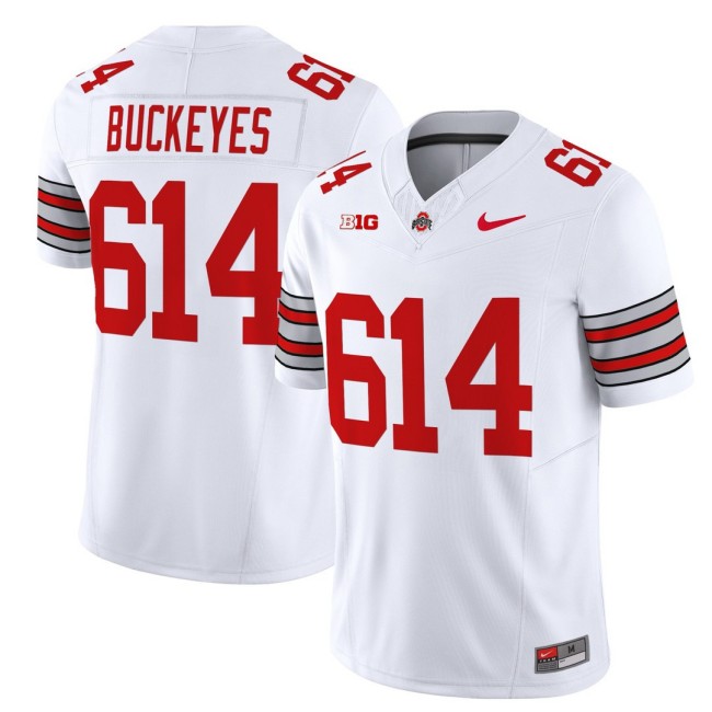 Men's Ohio State Buckeyes 614 'Heritage Stripe' Nike 2025-26 Vapor Limited Football Jersey - White