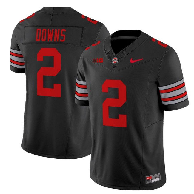 Men's Ohio State Buckeyes #2 Caleb Downs 'Heritage Stripe' Nike 2025-26 Vapor Limited Football Jersey - Black
