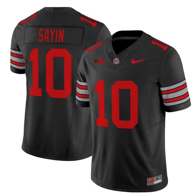 Men's Ohio State Buckeyes #10 Julian Sayin 'Heritage Stripe' Nike 2025-26 Vapor Limited Football Jersey - Black