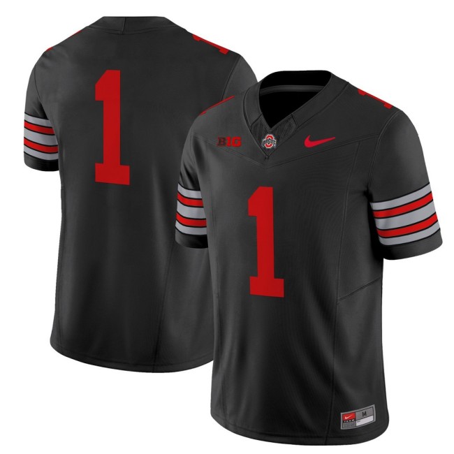 Men's Ohio State Buckeyes #1 'Heritage Stripe' Nike 2025-26 Vapor Limited Football Jersey - Black