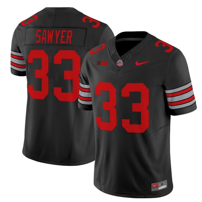 Men's Ohio State Buckeyes #33 Jack Sawyer 'Heritage Stripe' Nike 2025-26 Vapor Limited Football Jersey - Black