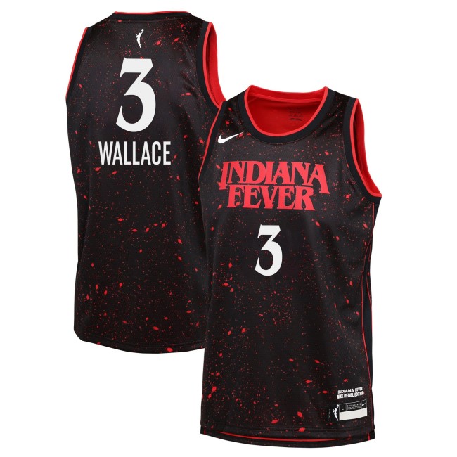 Unisex Indiana Fever Rebel Edition #3 Kristy Wallace Stranger Things Victory Stitched WNBA Jersey