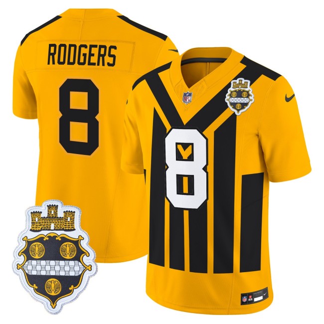Men's Pittsburgh Steelers #8 Aaron Rodgers Nike Alternate 1933 Throwback FUSE Limited Jersey - Gold