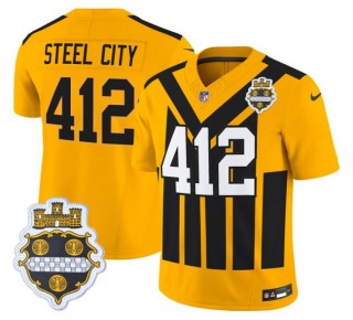 Youth Pittsburgh Steelers 412 Steel City Gold Nike Alternate 1933 Throwback FUSE Limited Jersey