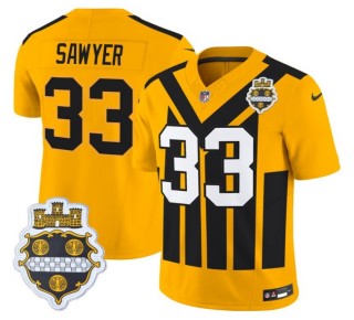 Youth Pittsburgh Steelers #33 Jack Sawyer Gold Nike Alternate 1933 Throwback FUSE Limited Jersey