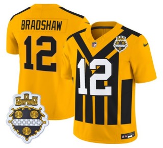 Youth Pittsburgh Steelers #12 Terry Bradshaw Nike Alternate 1933 Throwback FUSE Limited Jersey - Gold