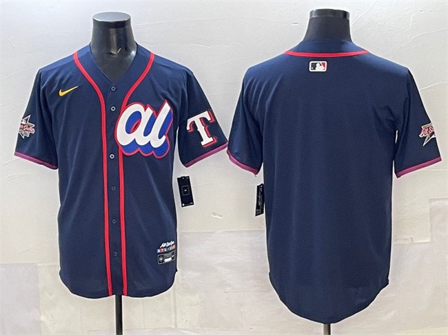 Men's American League Texas Rangers Blank Navy 2025 All-Star Edition Limited Stitched Baseball Jersey