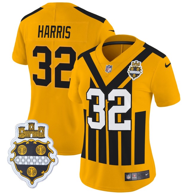WMNS Pittsburgh Steelers #32 Franco Harris Gold Nike Alternate 1933 Throwback FUSE Limited Jersey