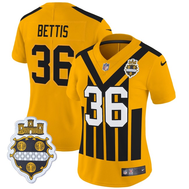 WMNS Pittsburgh Steelers #36 Jerome Bettis Gold Nike Alternate 1933 Throwback FUSE Limited Jersey