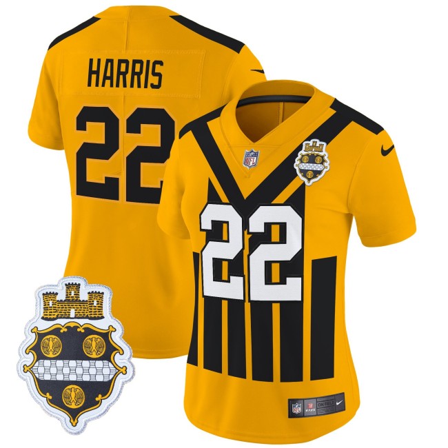 WMNS Pittsburgh Steelers #22 Najee Harris Gold Nike Alternate 1933 Throwback FUSE Limited Jersey