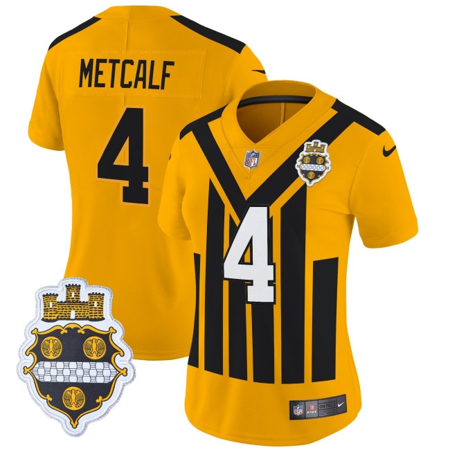 WMNS Pittsburgh Steelers #4 DK Metcalf Gold Nike Alternate 1933 Throwback FUSE Limited Jersey