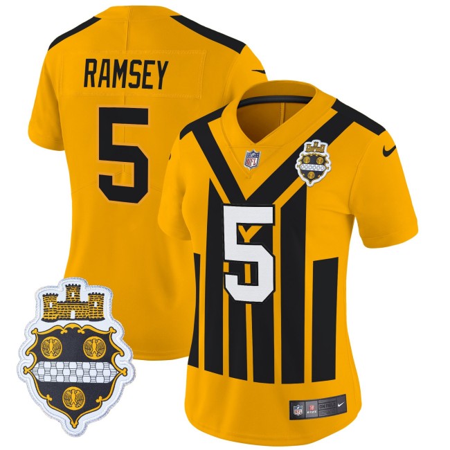 WMNS Pittsburgh Steelers #5 Jalen Ramsey Gold Nike Alternate 1933 Throwback FUSE Limited Jersey