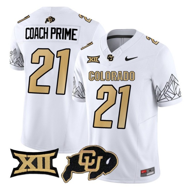 Men's Colorado Buffaloes #21 Coach Prime White Nike 2025 Vapor FUSE Limited Jersey V2 - All Stitched