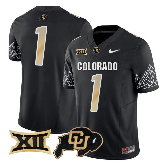 Men's Colorado Buffaloes #1 Black Nike 2025 Vapor FUSE Limited Jersey V2 - All Stitched
