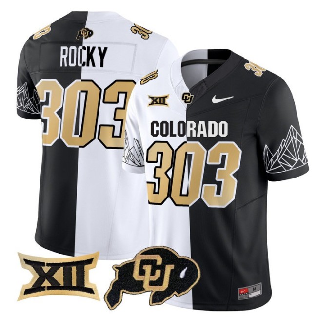 Men's Colorado Buffaloes 303 Rocky White Black Nike 2025 Vapor FUSE Limited Jersey V2 - All Stitched