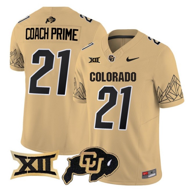 Men's Colorado Buffaloes #21 Coach Prime Gold Nike 2025 Vapor FUSE Limited Jersey V2 - All Stitched