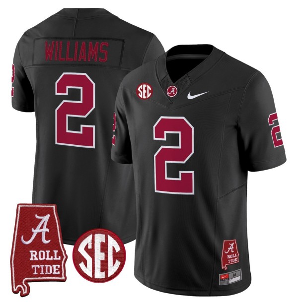Men's Alabama Crimson Tide #2 Ryan Williams Throwback Stitched Nike Jersey Black - Alabama Map