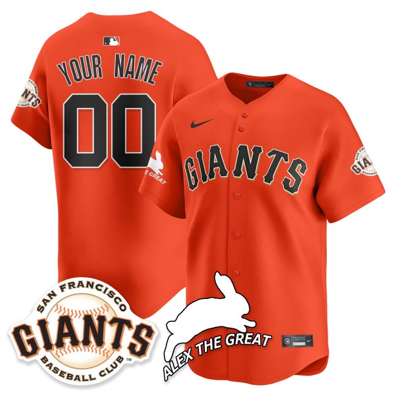 SF Giants 'Alex the Great' Rabbit Memories 2025 Custom MLB Nike Jersey Orange - All Stitched