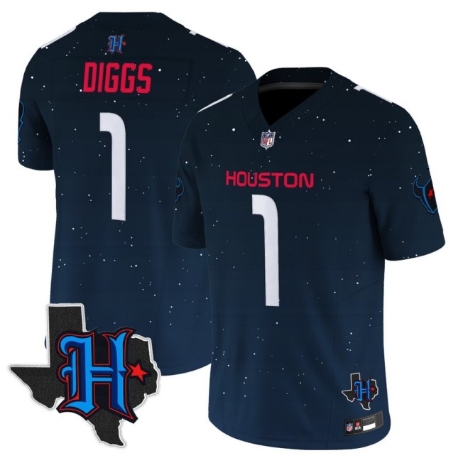 Men's Houston Texans #1 Stefon Diggs 'Space City Edition' Vapor Limited Stitched Football Jersey Navy