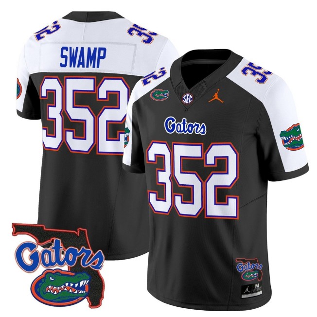Men's Florida Gators 352 Swamp 2025 FUSE Vapor Limited Jordan Brand NCAA Football Jersey Black Alternate - Florida Patch