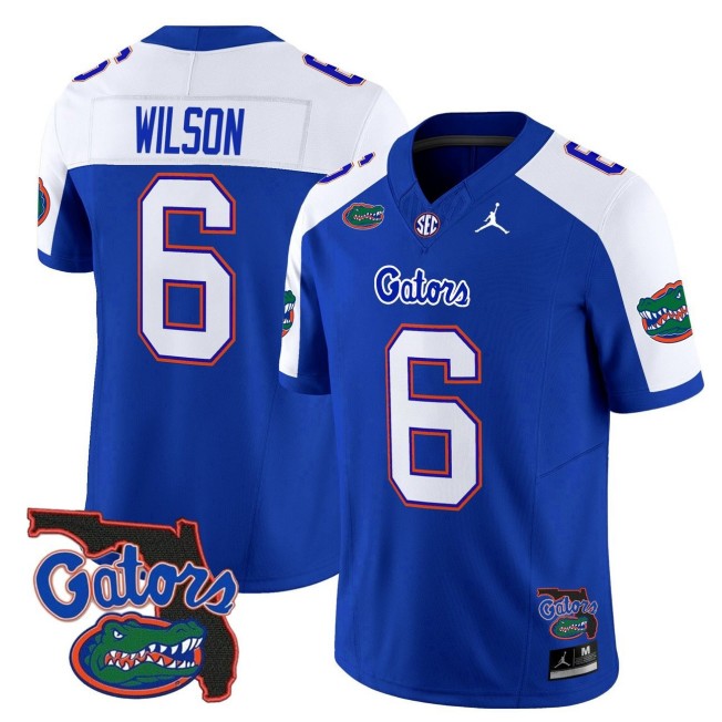 Men's Florida Gators #6 Dallas Wilson 2025 FUSE Vapor Limited Jordan Brand SEC Football Jersey Royal Alternate - Florida Patch