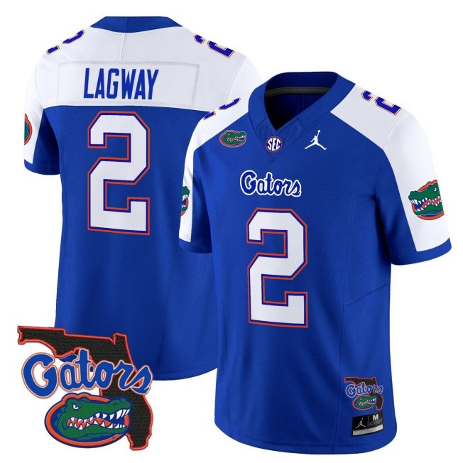 Men's Florida Gators #2 DJ Lagway 2025 FUSE Vapor Limited Jordan Brand SEC Football Jersey Royal Alternate - Florida Patch