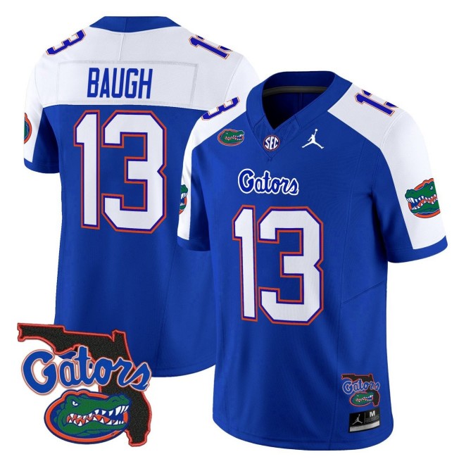 Men's Florida Gators #13 Jadan Baugh 2025 FUSE Vapor Limited Jordan Brand SEC Football Jersey Royal Alternate - Florida Patch