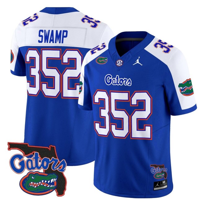 Men's Florida Gators 352 Swamp 2025 FUSE Vapor Limited Jordan Brand SEC Football Jersey Royal Alternate - Florida Patch