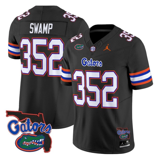 Men's Florida Gators 352 Swamp Black 2025 FUSE Vapor Limited College Football Jordan Brand Jersey - Florida Patch