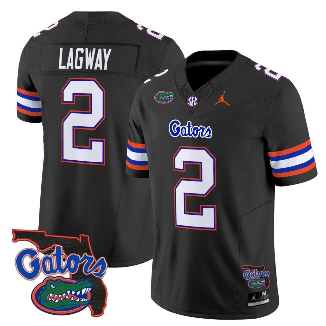 Men's Florida Gators #2 DJ Lagway Black 2025 FUSE Vapor Limited College Football Jordan Brand Jersey - Florida Patch