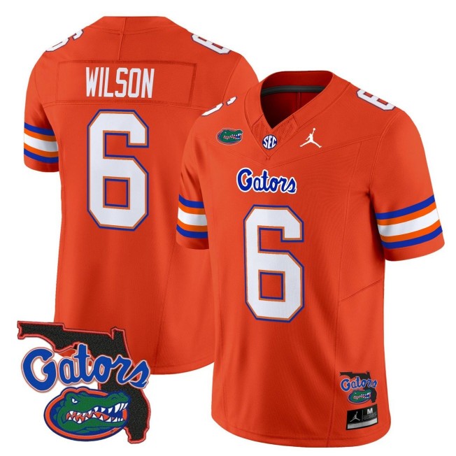 Men's Florida Gators #6 Dallas Wilson Orange 2025 FUSE Vapor Limited Jordan Brand NCAA Football Jersey - Florida Patch