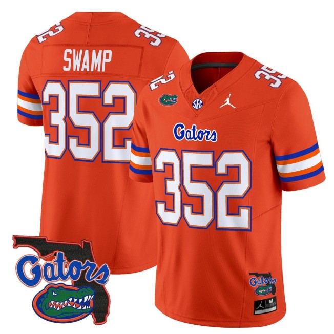 Men's Florida Gators 352 Swamp Orange 2025 FUSE Vapor Limited Jordan Brand NCAA Football Jersey - Florida Patch