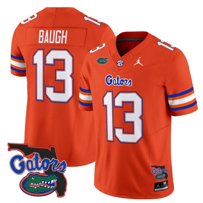 Men's Florida Gators #13 Jadan Baugh Orange 2025 FUSE Vapor Limited Jordan Brand NCAA Football Jersey - Florida Patch