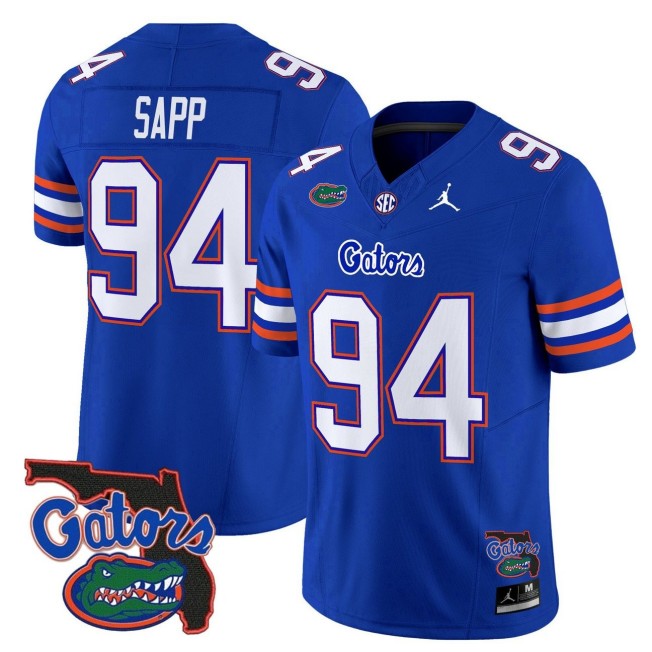 Men's Florida Gators #94 Tyreak Sapp Royal 2025 FUSE Vapor Limited SEC Football Jersey - Florida Patch Jordan Brand