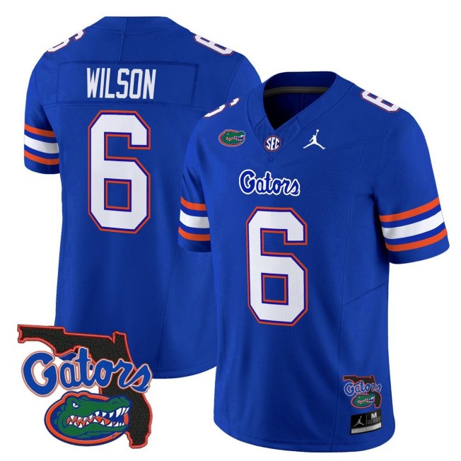 Men's Florida Gators #6 Dallas Wilson Royal 2025 FUSE Vapor Limited SEC Football Jersey - Florida Patch Jordan Brand