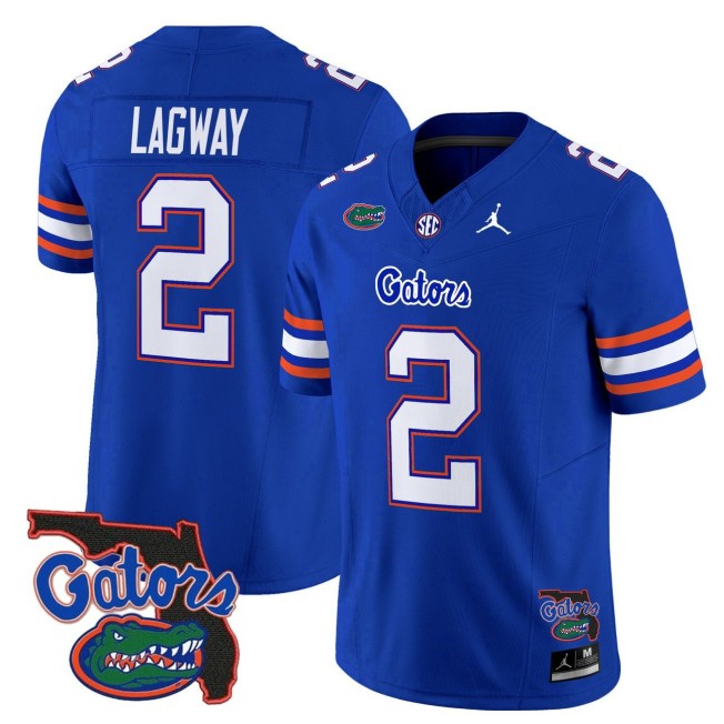Men's Florida Gators #2 DJ Lagway Royal 2025 FUSE Vapor Limited SEC Football Jersey - Florida Patch Jordan Brand